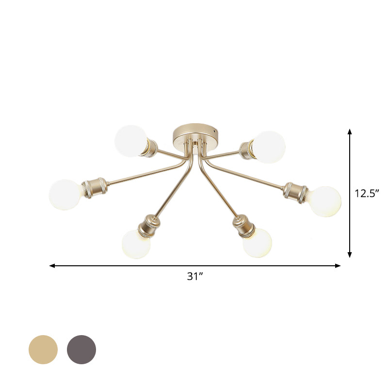 Elegant Style Semi Flush Ceiling Light Slim Linear Metallic Ceiling Lamp for Kid Bedroom Clearhalo 'Ceiling Lights' 'Close To Ceiling Lights' 'Close to ceiling' 'Semi-flushmount' Lighting' 1796083