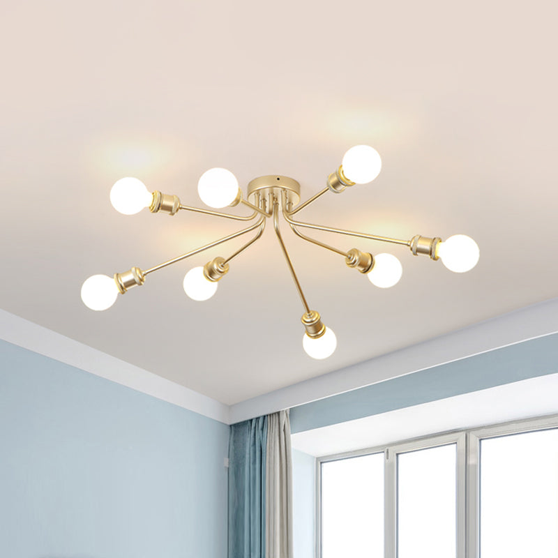 Elegant Style Semi Flush Ceiling Light Slim Linear Metallic Ceiling Lamp for Kid Bedroom Clearhalo 'Ceiling Lights' 'Close To Ceiling Lights' 'Close to ceiling' 'Semi-flushmount' Lighting' 1796085