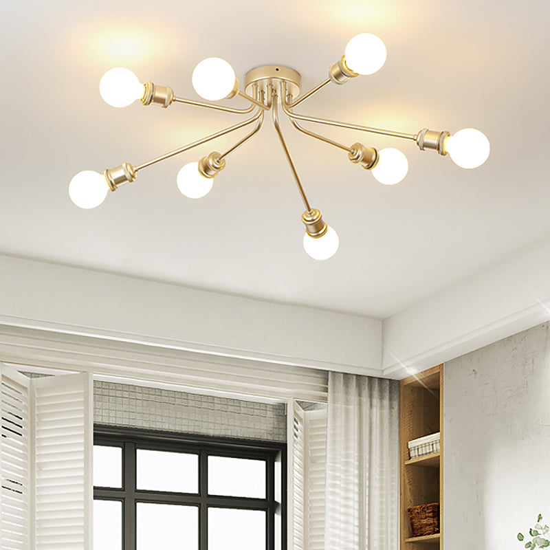 Elegant Style Semi Flush Ceiling Light Slim Linear Metallic Ceiling Lamp for Kid Bedroom Clearhalo 'Ceiling Lights' 'Close To Ceiling Lights' 'Close to ceiling' 'Semi-flushmount' Lighting' 1796086