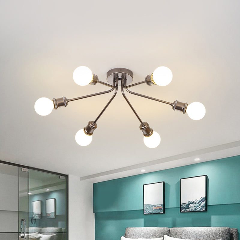 Elegant Style Semi Flush Ceiling Light Slim Linear Metallic Ceiling Lamp for Kid Bedroom Clearhalo 'Ceiling Lights' 'Close To Ceiling Lights' 'Close to ceiling' 'Semi-flushmount' Lighting' 1796091