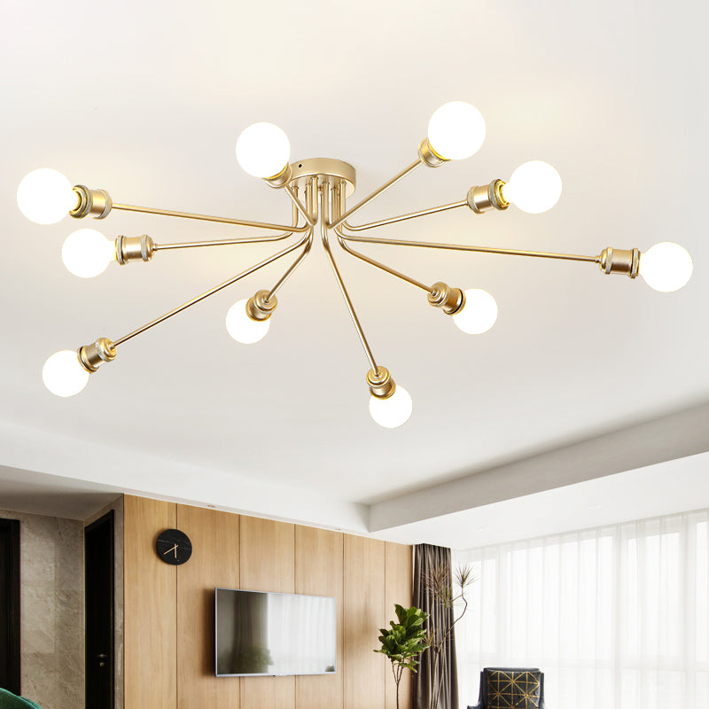 Firework Shaped Flush Ceiling Light Contemporary Metal Semi Flush Mount Light for Restaurant Clearhalo 'Ceiling Lights' 'Close To Ceiling Lights' 'Close to ceiling' 'Semi-flushmount' Lighting' 1796098