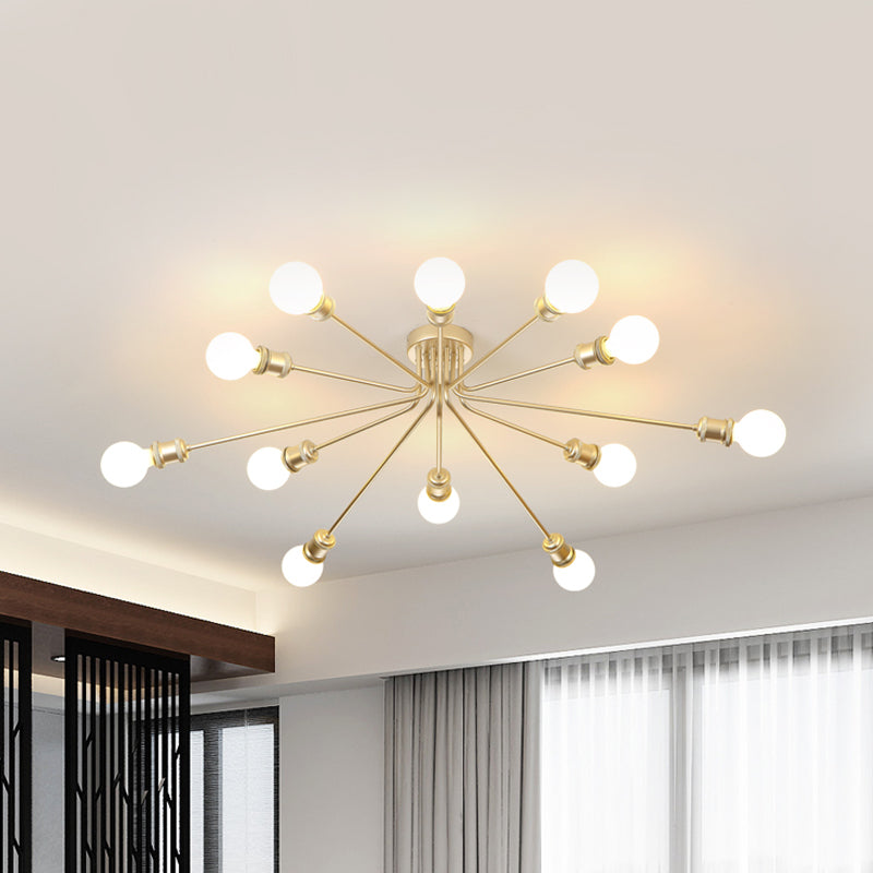 Firework Shaped Flush Ceiling Light Contemporary Metal Semi Flush Mount Light for Restaurant Clearhalo 'Ceiling Lights' 'Close To Ceiling Lights' 'Close to ceiling' 'Semi-flushmount' Lighting' 1796103