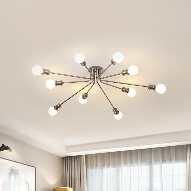 Firework Shaped Flush Ceiling Light Contemporary Metal Semi Flush Mount Light for Restaurant Clearhalo 'Ceiling Lights' 'Close To Ceiling Lights' 'Close to ceiling' 'Semi-flushmount' Lighting' 1796107