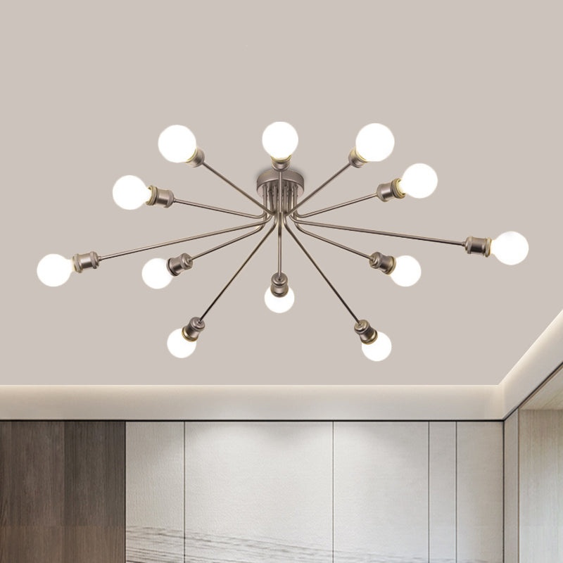 Firework Shaped Flush Ceiling Light Contemporary Metal Semi Flush Mount Light for Restaurant 12 Coffee Clearhalo 'Ceiling Lights' 'Close To Ceiling Lights' 'Close to ceiling' 'Semi-flushmount' Lighting' 1796110