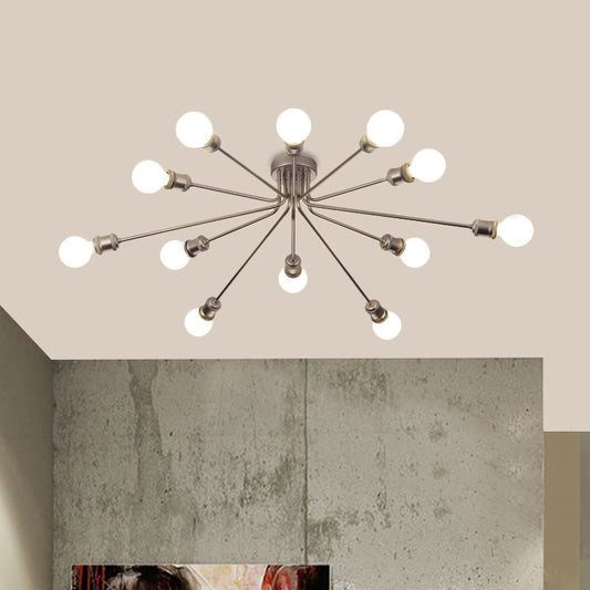 Firework Shaped Flush Ceiling Light Contemporary Metal Semi Flush Mount Light for Restaurant Clearhalo 'Ceiling Lights' 'Close To Ceiling Lights' 'Close to ceiling' 'Semi-flushmount' Lighting' 1796111