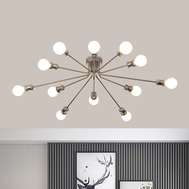 Firework Shaped Flush Ceiling Light Contemporary Metal Semi Flush Mount Light for Restaurant Clearhalo 'Ceiling Lights' 'Close To Ceiling Lights' 'Close to ceiling' 'Semi-flushmount' Lighting' 1796112