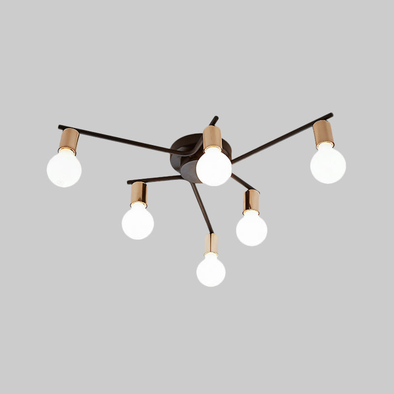 Metal Long Arm Flush Mount Light Adult Bedroom Living Room Romantic Ceiling Lamp Clearhalo 'Ceiling Lights' 'Close To Ceiling Lights' 'Close to ceiling' 'Semi-flushmount' Lighting' 1796117