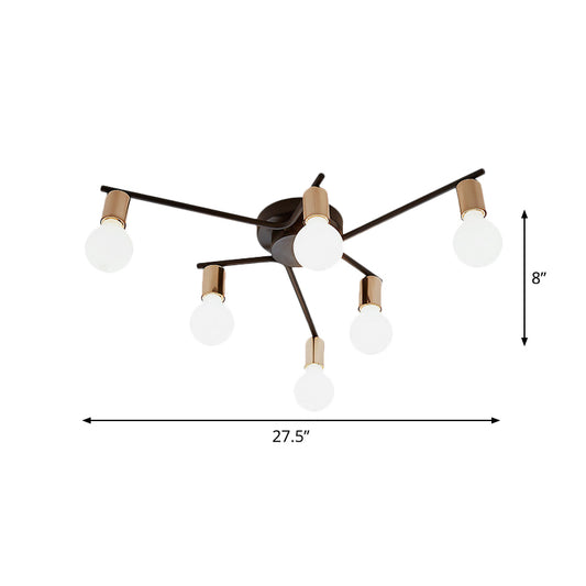 Metal Long Arm Flush Mount Light Adult Bedroom Living Room Romantic Ceiling Lamp Clearhalo 'Ceiling Lights' 'Close To Ceiling Lights' 'Close to ceiling' 'Semi-flushmount' Lighting' 1796118