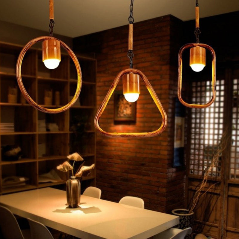 One-light Ceiling Pendant Retro Wood Brass Hanging Pendant for Bar Coffee Shop Clearhalo 'Ceiling Lights' 'Pendant Lights' 'Pendants' Lighting' 1796307