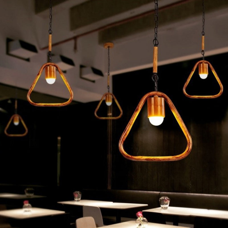 One-light Ceiling Pendant Retro Wood Brass Hanging Pendant for Bar Coffee Shop Clearhalo 'Ceiling Lights' 'Pendant Lights' 'Pendants' Lighting' 1796308