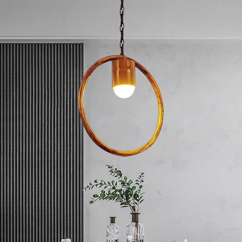 One-light Ceiling Pendant Retro Wood Brass Hanging Pendant for Bar Coffee Shop Clearhalo 'Ceiling Lights' 'Pendant Lights' 'Pendants' Lighting' 1796317