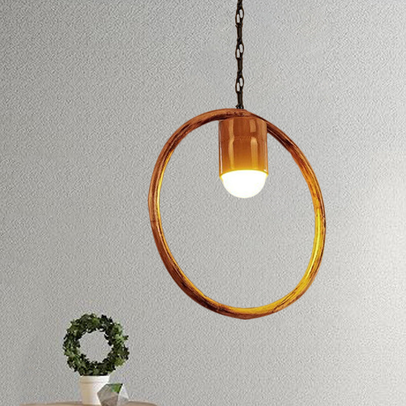 One-light Ceiling Pendant Retro Wood Brass Hanging Pendant for Bar Coffee Shop Clearhalo 'Ceiling Lights' 'Pendant Lights' 'Pendants' Lighting' 1796318