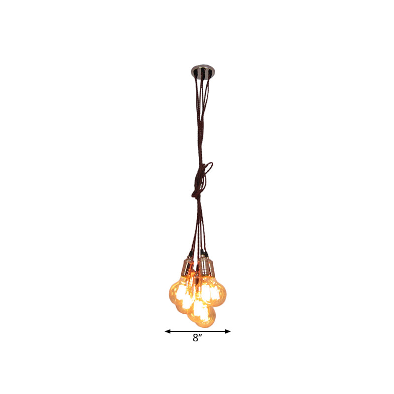 Copper Finish Multi Light Ceiling Pendant Vintage Style Metal Open Bulb Hanging Lamp with Cord Clearhalo 'Ceiling Lights' 'Close To Ceiling Lights' 'Glass shade' 'Glass' 'Industrial Pendants' 'Industrial' 'Middle Century Pendants' 'Pendant Lights' 'Pendants' 'Tiffany' Lighting' 1796426