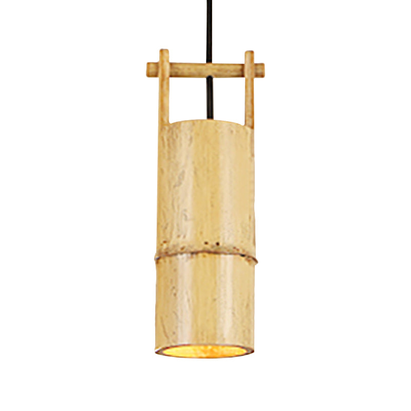 Flute Coffee Shop Ceiling Lamp Bamboo Single Light Industrial Pendant Light in Beige Color Clearhalo 'Ceiling Lights' 'Pendant Lights' 'Pendants' Lighting' 1796430