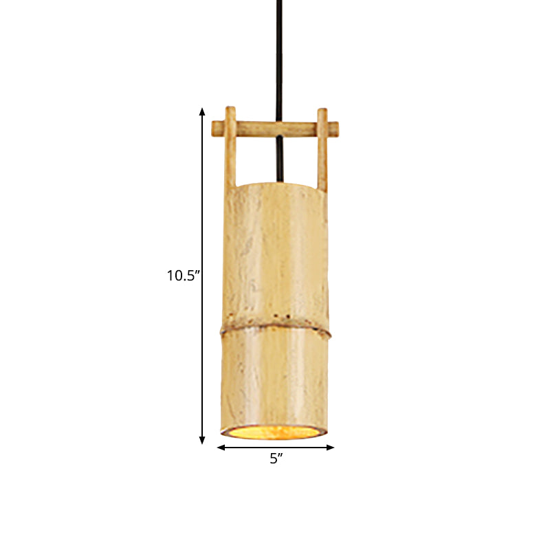 Flute Coffee Shop Ceiling Lamp Bamboo Single Light Industrial Pendant Light in Beige Color Clearhalo 'Ceiling Lights' 'Pendant Lights' 'Pendants' Lighting' 1796431