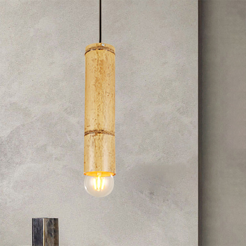 Flute Coffee Shop Ceiling Lamp Bamboo Single Light Industrial Pendant Light in Beige Color Clearhalo 'Ceiling Lights' 'Pendant Lights' 'Pendants' Lighting' 1796434