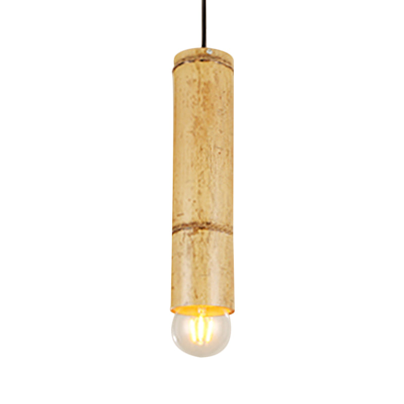 Flute Coffee Shop Ceiling Lamp Bamboo Single Light Industrial Pendant Light in Beige Color Clearhalo 'Ceiling Lights' 'Pendant Lights' 'Pendants' Lighting' 1796435