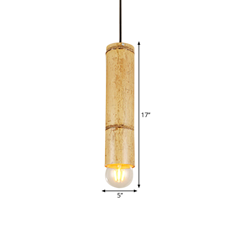 Flute Coffee Shop Ceiling Lamp Bamboo Single Light Industrial Pendant Light in Beige Color Clearhalo 'Ceiling Lights' 'Pendant Lights' 'Pendants' Lighting' 1796436