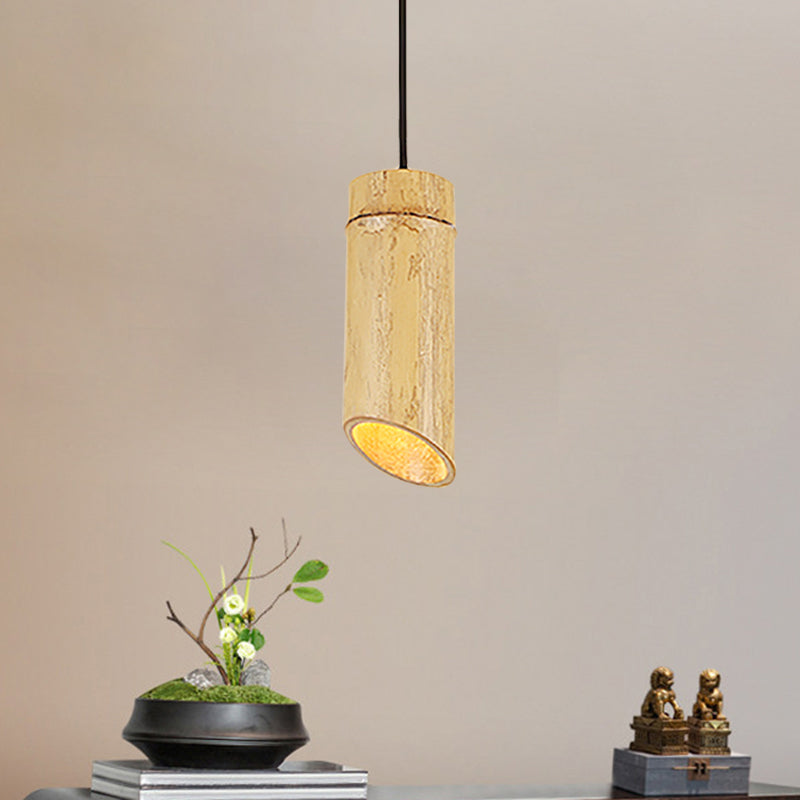 Flute Coffee Shop Ceiling Lamp Bamboo Single Light Industrial Pendant Light in Beige Color Clearhalo 'Ceiling Lights' 'Pendant Lights' 'Pendants' Lighting' 1796438