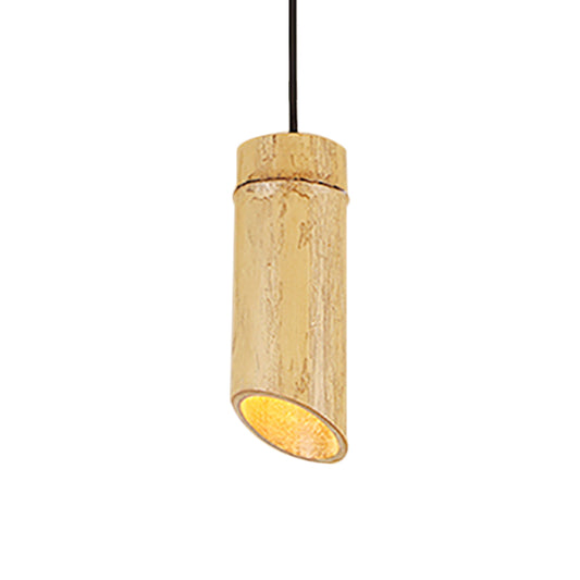 Flute Coffee Shop Ceiling Lamp Bamboo Single Light Industrial Pendant Light in Beige Color Clearhalo 'Ceiling Lights' 'Pendant Lights' 'Pendants' Lighting' 1796440