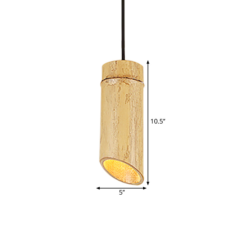 Flute Coffee Shop Ceiling Lamp Bamboo Single Light Industrial Pendant Light in Beige Color Clearhalo 'Ceiling Lights' 'Pendant Lights' 'Pendants' Lighting' 1796441