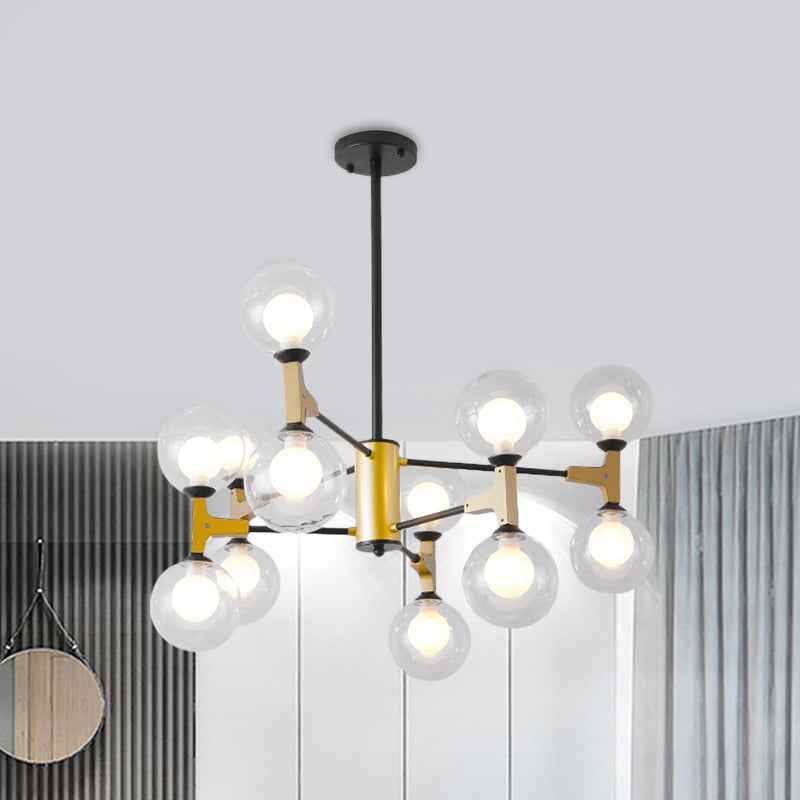 Contemporary Modo G9 Hanging Light 12 Lights Metal Chandelier in Gold for Hotel Cream Clearhalo 'Ceiling Lights' 'Chandeliers' 'Glass shade' 'Glass' 'Modern Chandeliers' 'Modern' Lighting' 1796482