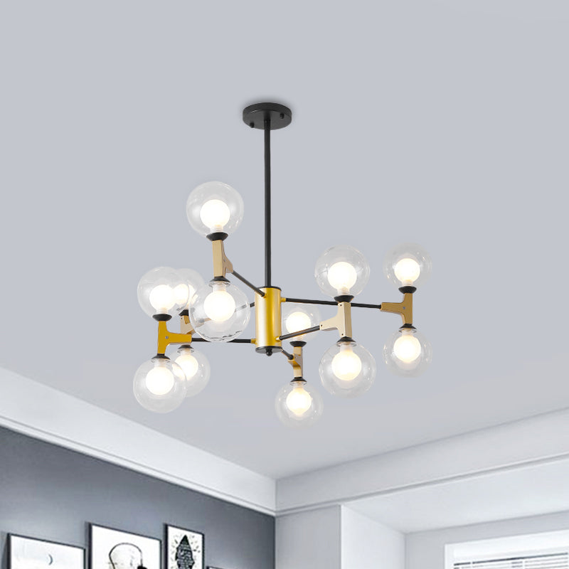 Contemporary Modo G9 Hanging Light 12 Lights Metal Chandelier in Gold for Hotel Clearhalo 'Ceiling Lights' 'Chandeliers' 'Glass shade' 'Glass' 'Modern Chandeliers' 'Modern' Lighting' 1796483