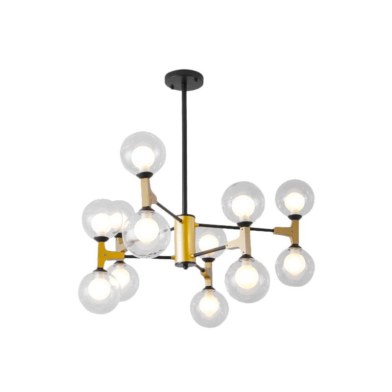 Contemporary Modo G9 Hanging Light 12 Lights Metal Chandelier in Gold for Hotel Clearhalo 'Ceiling Lights' 'Chandeliers' 'Glass shade' 'Glass' 'Modern Chandeliers' 'Modern' Lighting' 1796484