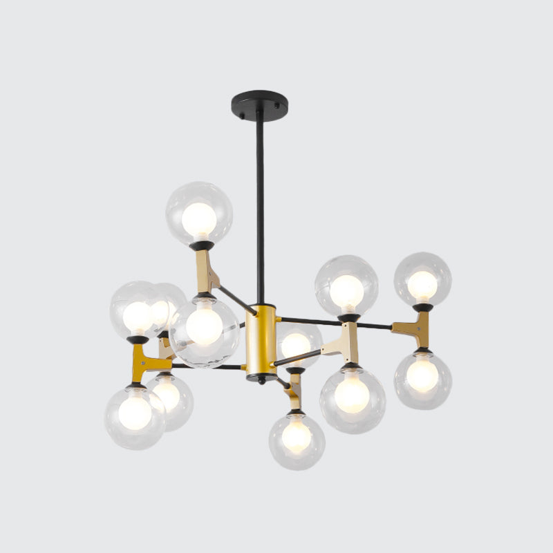 Contemporary Modo G9 Hanging Light 12 Lights Metal Chandelier in Gold for Hotel Clearhalo 'Ceiling Lights' 'Chandeliers' 'Glass shade' 'Glass' 'Modern Chandeliers' 'Modern' Lighting' 1796485