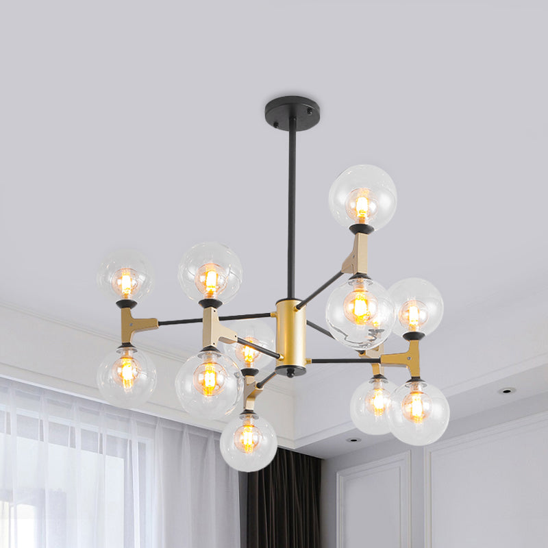 Contemporary Modo G9 Hanging Light 12 Lights Metal Chandelier in Gold for Hotel Amber Clearhalo 'Ceiling Lights' 'Chandeliers' 'Glass shade' 'Glass' 'Modern Chandeliers' 'Modern' Lighting' 1796487