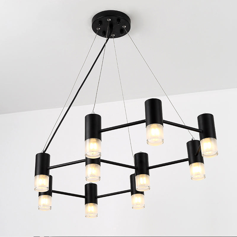 Modern Honeycomb Shaped Chandelier Metal Black Pendant Lighting for Hotel Living Room Clearhalo 'Ceiling Lights' 'Chandeliers' 'Modern Chandeliers' 'Modern' Lighting' 1796524