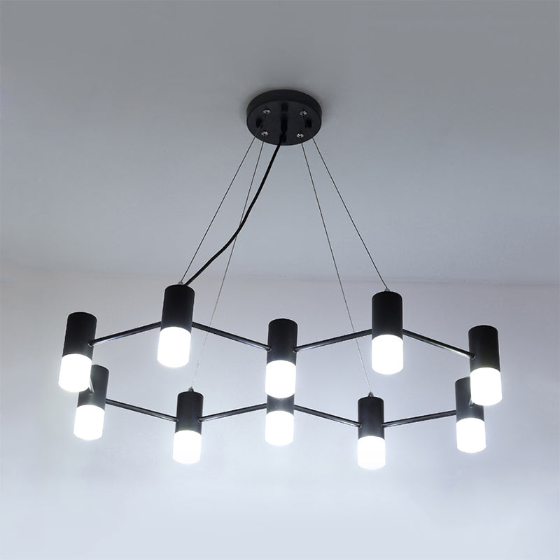 Modern Honeycomb Shaped Chandelier Metal Black Pendant Lighting for Hotel Living Room Clearhalo 'Ceiling Lights' 'Chandeliers' 'Modern Chandeliers' 'Modern' Lighting' 1796525