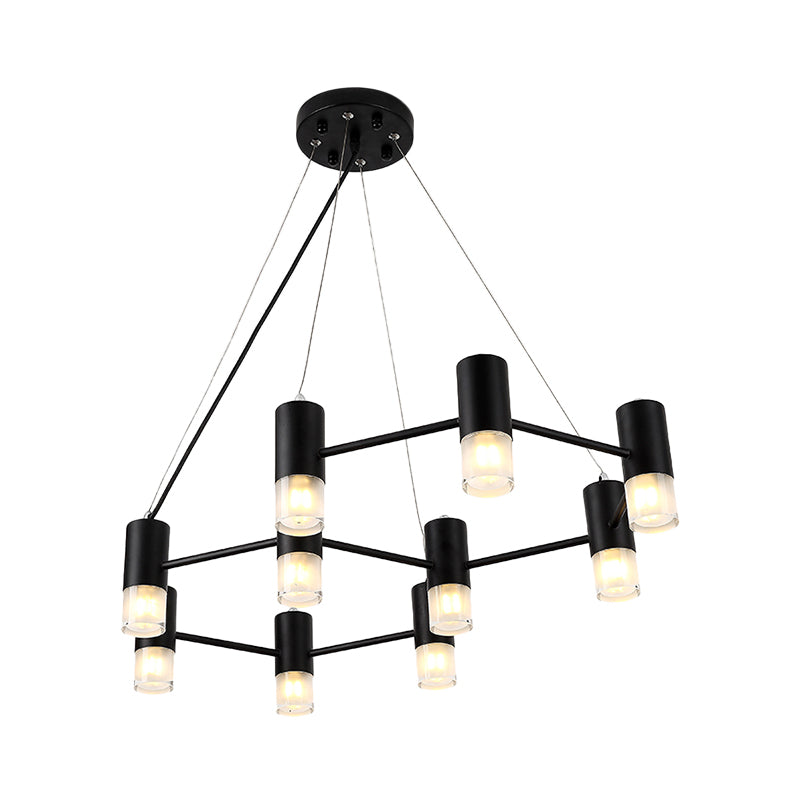 Modern Honeycomb Shaped Chandelier Metal Black Pendant Lighting for Hotel Living Room Clearhalo 'Ceiling Lights' 'Chandeliers' 'Modern Chandeliers' 'Modern' Lighting' 1796526