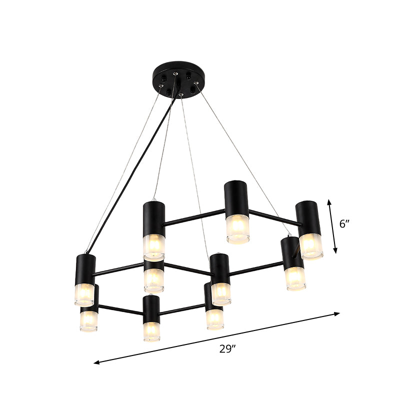 Modern Honeycomb Shaped Chandelier Metal Black Pendant Lighting for Hotel Living Room Clearhalo 'Ceiling Lights' 'Chandeliers' 'Modern Chandeliers' 'Modern' Lighting' 1796527