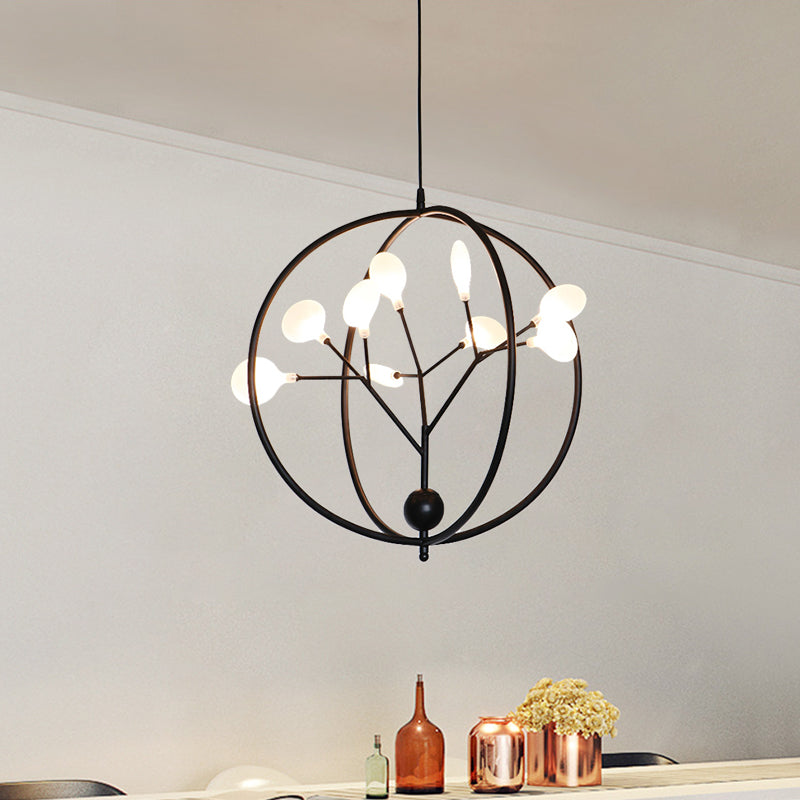 Thin Swig Hallway Boutique Chandelier Metal 9 Lights Creative G9 Pendant Lighting Black Clearhalo 'Ceiling Lights' 'Chandeliers' 'Modern Chandeliers' 'Modern' Lighting' 1796538