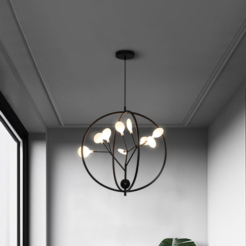 Thin Swig Hallway Boutique Chandelier Metal 9 Lights Creative G9 Pendant Lighting Clearhalo 'Ceiling Lights' 'Chandeliers' 'Modern Chandeliers' 'Modern' Lighting' 1796540