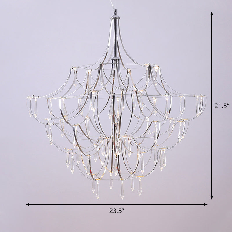 Creative Crystal Icicle Deco Chandelier Metal Chrome Finish Pendant Light for Living Room Villa Clearhalo 'Ceiling Lights' 'Chandeliers' 'Modern Chandeliers' 'Modern' Lighting' 1796564