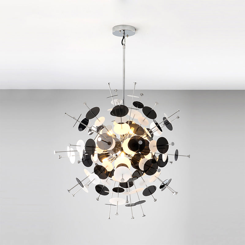 Multi Head Sphere Chandelier Modern Style Metal Hanging Light in Black/Gold with Small Panel for Coffee Shop Clearhalo 'Ceiling Lights' 'Chandeliers' 'Modern Chandeliers' 'Modern' Lighting' 1796567