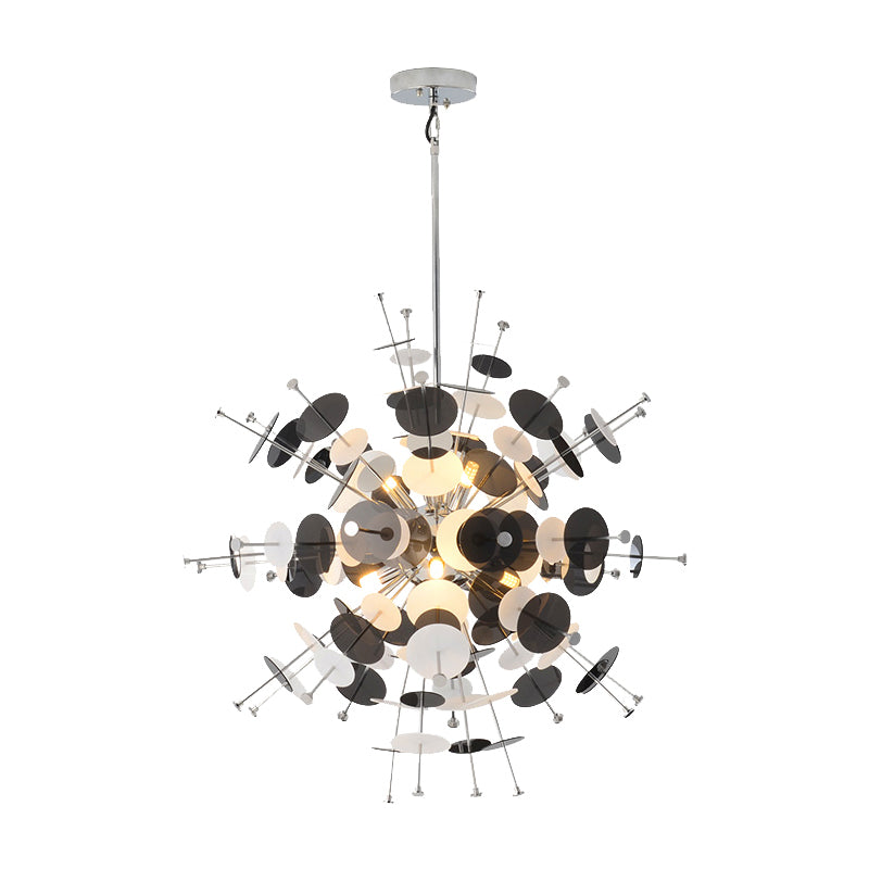 Multi Head Sphere Chandelier Modern Style Metal Hanging Light in Black/Gold with Small Panel for Coffee Shop Clearhalo 'Ceiling Lights' 'Chandeliers' 'Modern Chandeliers' 'Modern' Lighting' 1796568