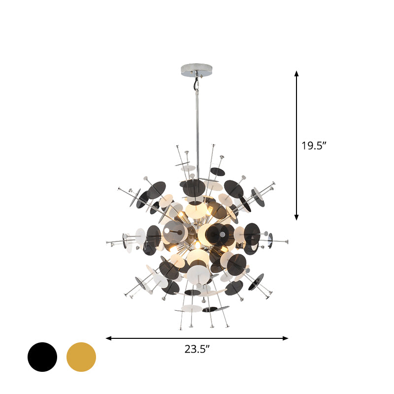 Multi Head Sphere Chandelier Modern Style Metal Hanging Light in Black/Gold with Small Panel for Coffee Shop Clearhalo 'Ceiling Lights' 'Chandeliers' 'Modern Chandeliers' 'Modern' Lighting' 1796569