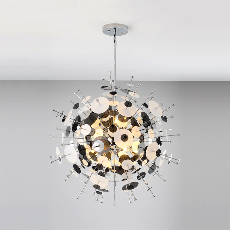 Multi Head Sphere Chandelier Modern Style Metal Hanging Light in Black/Gold with Small Panel for Coffee Shop Clearhalo 'Ceiling Lights' 'Chandeliers' 'Modern Chandeliers' 'Modern' Lighting' 1796572