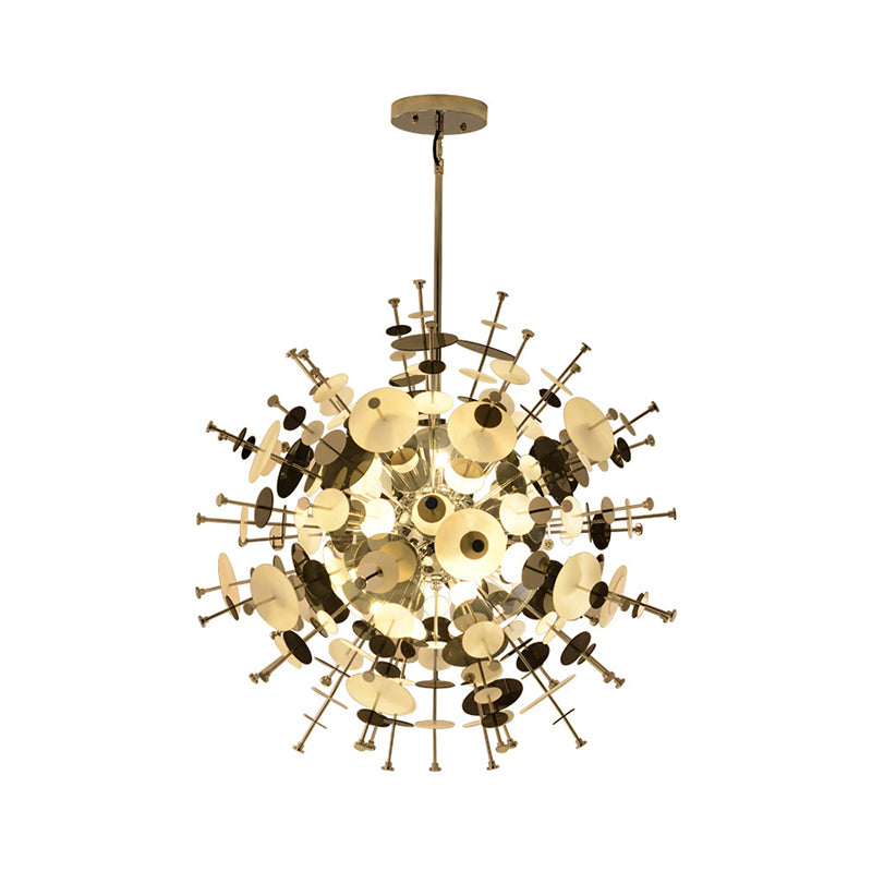 Multi Head Sphere Chandelier Modern Style Metal Hanging Light in Black/Gold with Small Panel for Coffee Shop Clearhalo 'Ceiling Lights' 'Chandeliers' 'Modern Chandeliers' 'Modern' Lighting' 1796573