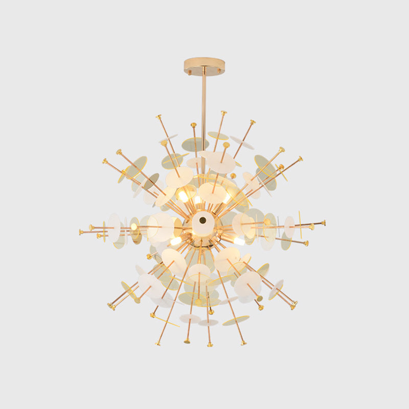 Multi Head Sphere Chandelier Modern Style Metal Hanging Light in Black/Gold with Small Panel for Coffee Shop Clearhalo 'Ceiling Lights' 'Chandeliers' 'Modern Chandeliers' 'Modern' Lighting' 1796578