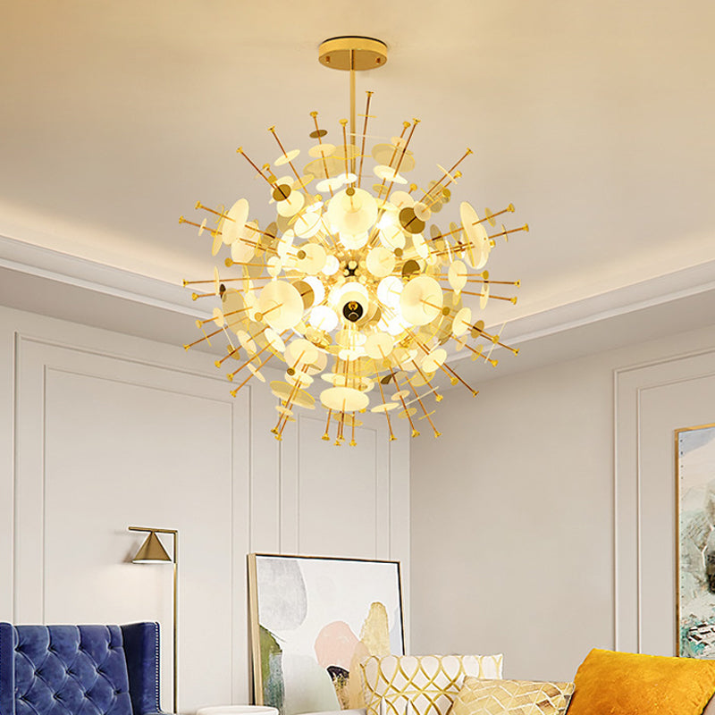 Multi Head Sphere Chandelier Modern Style Metal Hanging Light in Black/Gold with Small Panel for Coffee Shop Clearhalo 'Ceiling Lights' 'Chandeliers' 'Modern Chandeliers' 'Modern' Lighting' 1796580