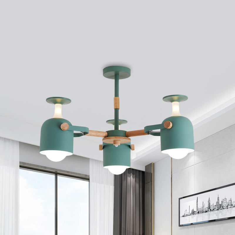 Green/Grey/White Goblet Shaped Chandelier Light Nordic Candy Colored Pendant Light for Kid Bedroom Kindergarten 3 Green Clearhalo 'Ceiling Lights' 'Chandeliers' 'Modern Chandeliers' 'Modern' Lighting' 1796648