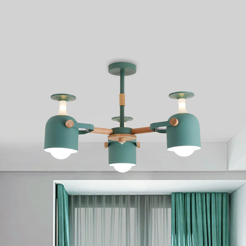 Green/Grey/White Goblet Shaped Chandelier Light Nordic Candy Colored Pendant Light for Kid Bedroom Kindergarten Clearhalo 'Ceiling Lights' 'Chandeliers' 'Modern Chandeliers' 'Modern' Lighting' 1796649