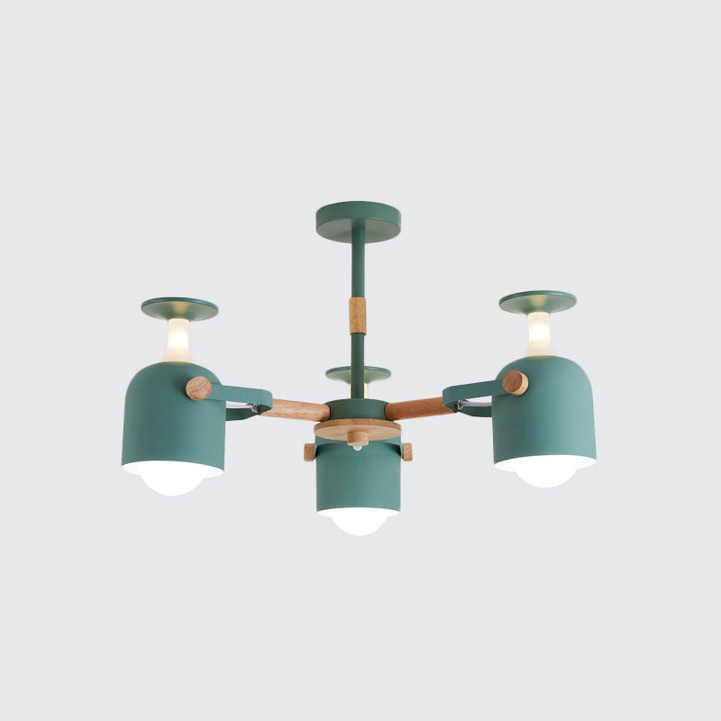 Green/Grey/White Goblet Shaped Chandelier Light Nordic Candy Colored Pendant Light for Kid Bedroom Kindergarten Clearhalo 'Ceiling Lights' 'Chandeliers' 'Modern Chandeliers' 'Modern' Lighting' 1796651