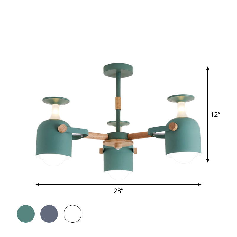 Green/Grey/White Goblet Shaped Chandelier Light Nordic Candy Colored Pendant Light for Kid Bedroom Kindergarten Clearhalo 'Ceiling Lights' 'Chandeliers' 'Modern Chandeliers' 'Modern' Lighting' 1796652