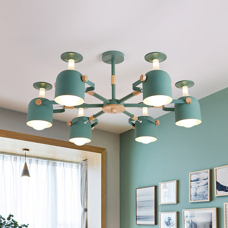 Green/Grey/White Goblet Shaped Chandelier Light Nordic Candy Colored Pendant Light for Kid Bedroom Kindergarten 6 Green Clearhalo 'Ceiling Lights' 'Chandeliers' 'Modern Chandeliers' 'Modern' Lighting' 1796653