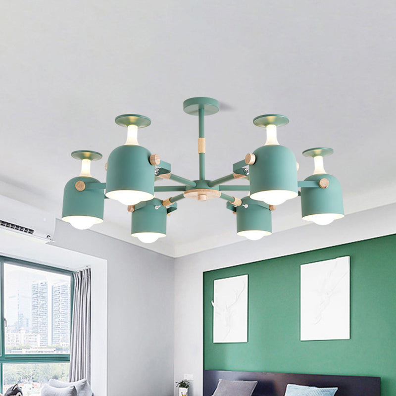 Green/Grey/White Goblet Shaped Chandelier Light Nordic Candy Colored Pendant Light for Kid Bedroom Kindergarten Clearhalo 'Ceiling Lights' 'Chandeliers' 'Modern Chandeliers' 'Modern' Lighting' 1796655